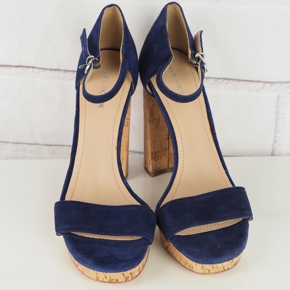 Pour la Victoire 8 navy suede cork platform heel - Picture 6 of 10